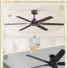 Ceiling Fan No Light, 48 Inch Indoor/Outdoor 6 Blades Ceiling Fan with Remote, 6-Speeds, Quiet Reversible DC Motor, Fans Without Light for Tilted Ceiling/Bedroom/Living Room/Patios