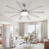 65 inch Large Brushed Nickel Modern Ceiling Fans with Lights and Remote, Indoor/Outdoor Ceiling Fan with 10 Blades, 32W LED light 3 CCT, 6 Speed Reversible Quiet DC Motor, Dual Finish Blades