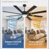 72 Inch Large Ceiling Fans with Lights, Farmhouse Ceiling Fan with Light and Remote, Dual Finish 8 Blades, Reversible DC Motor,3 CCT, 6 Speed, Modern Ceiling Fan for Living Room Patio, Black