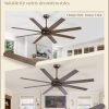 65 Inch Ceiling Fans No Light with Remote, Bronze Indoor/Outdoor Ceiling Fan Without Light with Quiet Reversible DC Motor, 6 Speeds, 8 Blades Large Ceiling Fan for Living Room Bedroom Patio