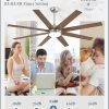 65 Inch Ceiling Fans with Lights and Remote, Brush Nickel Indoor/Outdoor Ceiling Fan with Quiet Reversible DC Motor, 6 Speeds, 3CCT, 8 Blades Large Ceiling Fan for Living Room Bedroom Patio
