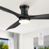 52 Inch Ceiling Fans with Lights and Remote, 3 Blades Flush Mount Low Profile Ceiling fan, Efficient 3475 CFM, Safe ABS, Timer, Quiet 35dB, 3CCT, Reversible for Bedroom Living Room, Black