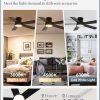 42 Inch Modern Low Profile Ceiling Fan and 72 Inch Large Ceiling Fans with Lights, 3CCT, 6-Speeds, Quiet DC Motor, Black Modern Ceiling Fan for Bedroom Living Room Kitchen Patio