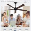 52 Inch Ceiling Fans No Light with Remote, Black Indoor/Outdoor Ceiling Fan Without Light with Quiet Reversible DC Motor, 6 Speeds, 5 Blades Modern Ceiling Fan for Living Room Bedroom Patio