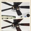 1 Pack Flush Mount 42 Inch Farmhouse Ceiling Fan with Light, Caged Ceiling Fans for Bedroom Living Room, Double-Sided 5 Blades Rustic Ceiling Fan-Black