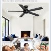 2 Pack 48 Inch Low Profile Ceiling Fan no Light, Black Ceiling Fan without lights, 6-Speeds, Quiet Reversible DC Motor, Indoor/Outdoor Ceiling Fans without Lights for Patio, Living Room, Bedroom