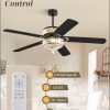 60 Inch Fandelier Ceiling Fan with Double-layer LED Light, Black Chandelier Fan, 3CCT, 6-Speeds, Quiet DC Motor, Ceiling Fan Chandeliers, Modern Ceiling Fans for Bedroom, Living Room