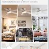 48 Inch Ceiling Fans with Lights and Remote,Outdoor Indoor Modern Flush Mount Ceiling Fan with 3CCT 6-Speed Quiet DC Motor,Black Small Low Profile Ceiling Fan for Bedroom Living Room Office(White)