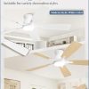 52 inch Ceiling Fans with Lights, Smart Flush Mount Ceiling Fan and Remote APP, Modern Low Profile, 3CCT 20W LED with 6-Speeds Quiet Reversible Motor for Bedroom, Living Room, Kitchen, White
