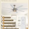 Farmhouse Ceiling Fans with Lights and Remote, 72 Inch Brushed Nickel Industrial Caged Ceiling Fans for Bedroom Living Room Kitchen, 6 Speed Reversible Quiet DC Motor, Dual Finish 8 Blades