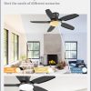 Ceiling Fans with Lights, 42 inch Low Profile Flush Mount Ceiling Fan with Remote/APP Control,Black Modern Ceiling Fan with LED Light for Bedroom Indoor Outdoor-LED Dimmable, 3CCT, 6 Speeds