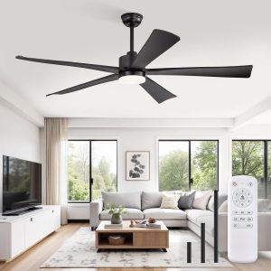 71AFsOV7z5L._AC_SL1500_.jpg 60 Inch Ceiling Fans with Lights and Remote, Black Modern Plug in Ceiling Fan with 6 Speeds,Bright LED Light,Reversible Quiet DC Motor for Bedroom,Living Room