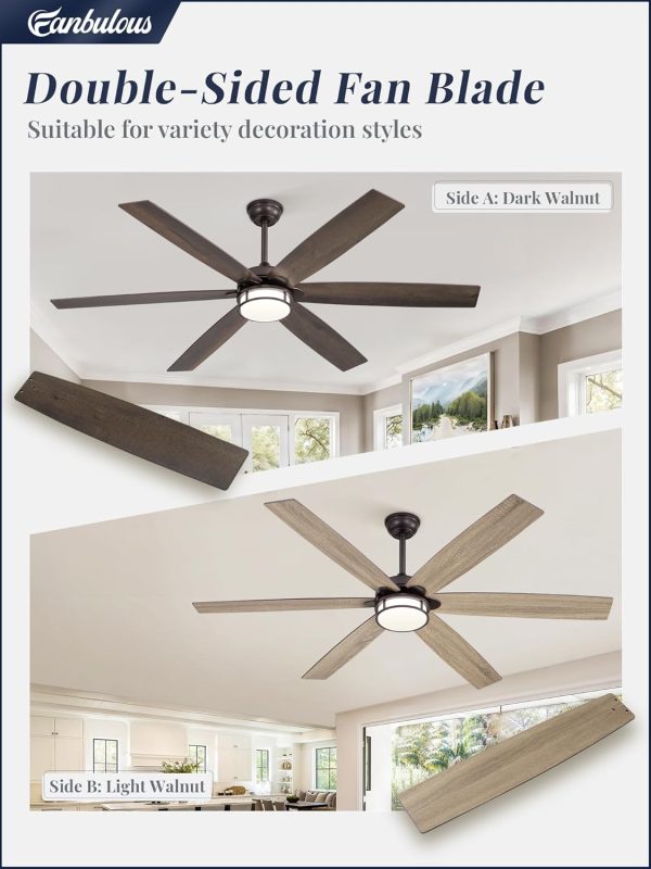 65 Inch Ceiling Fans with Lights, Farmhouse Large Ceiling Fans with Remote, Oil Bronze Modern Ceiling Fan with LED Light, Quiet DC Motor for Living Room, Bedroom, Kitchen, Indoor