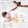 52 Inch Ceiling Fans with Lights and Remote, 3 Blades Flush Mount Low Profile Ceiling fan, Efficient 3475 CFM, Safe ABS, Timer, Quiet 35dB, 3CCT, Reversible for Bedroom Living Room, Walnut