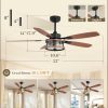 Farmhouse Ceiling Fan with Light and Remote, Black Rustic Flush Mount Ceiling Fans for Bedroom Living Room, Industrial Caged Ceiling Fan for 6 Speed Reversible Motor, 5 Dual Blades