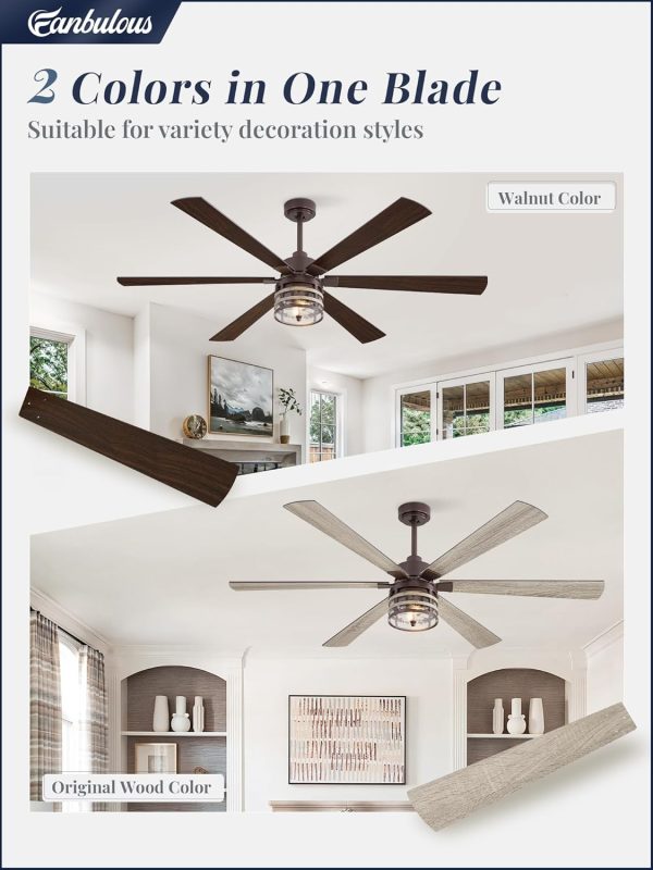 65 Inch Farmhouse Ceiling Fans with Lights and Remote,Industrial Large Ceiling Fan with 6-Speed Reversible DC Motor and 6 Dual Finish Blades,Oil Bronze Ceiling Fan with Light for Living Bedroom Patio