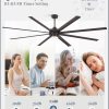100 Inch Large Ceiling Fans Industrial Ceiling Fan Outdoor with Lights, Remote, 8 Aluminum Blades, DC Motor, 6-Speed, Black, for Living Room, Garage, Shop, Porch(Oil-Bronze)