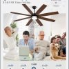 65 Inch Ceiling Fans with Lights and Remote, Farmhouse Large Ceiling Fans, Black&Brown Modern Ceiling Fan with LED Light, Quiet DC Motor for Living Room, Bedroom, Kitchen, Indoor