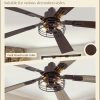 2 Pack Farmhouse 48 Inch Ceiling Fans with Lights, Industrial Caged Ceiling Fans for Bedroom Living Room, Double-Sided 5 Blades Rustic Ceiling Fan-Oil Bronze