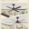 Ceiling Fan No Light, 48 Inch Indoor/Outdoor 6 Blades Ceiling Fan with Remote, 6-Speeds, Quiet Reversible DC Motor, Fans Without Light for Tilted Ceiling/Bedroom/Living Room/Patios