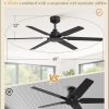 Ceiling Fan No Light, 48 Inch Indoor/Outdoor 6 Blades Ceiling Fan with Remote, 6-Speeds, Quiet Reversible DC Motor, Fans Without Light for Tilted Ceiling/Bedroom/Living Room/Patios, 2 Pack