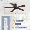 42 Inch Flush Mount Ceiling Fans without Lights, Small Black Ceiling Fan with Remote, 6-Speeds, Quiet Reversible DC Motor, Indoor/Outdoor Ceiling Fan for Patio, Living Room, Bedroom