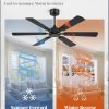 52 Inch Ceiling Fans No Light with Remote, Modern Ceiling Fan Without Light, Dual Finish 6 Blades, Reversible Quiet DC Motor, 6 Speed, Large Ceiling Fan for Indoor or Covered Outdoor, Black