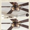 1 Pack Farmhouse 42 Inch Ceiling Fans with Lights, Industrial Caged Ceiling Fans for Bedroom Living Room, Double-Sided 5 Blades Rustic Ceiling Fan-Black Gold