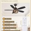 Farmhouse Oil Bronze Ceiling Fans with Lights and Remote, 42 Inch Bedroom Caged Ceiling Fans for Living Room Kitchen6 Speed Reversible Quiet DC Motor, Dual Finish 5 Blades