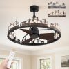 30 Inch Farmhouse Rustic Ceiling Fan with Light and Remote, Black Chandelier Fan with Bear and Deer Design,Summer Sand Beach Design,Rustic Chandeliers for Living Room, Bedroom