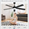 60 Inch Ceiling Fan with Light and Remote, Black Modern Ceiling Fans, Farmhouse Industrial LED Ceiling Fan Lighting Fixture for Bedroom, Kitchen, Indoor, Living Room