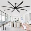 100 Inch Large Ceiling Fans with Lights and Remote,Outdoor Industrial Ceiling Fan with 8 Aluminum Blades DC Motor and 6-Speed,Black Big Assed Ceiling Fan for Shop Porch Garage Living Room