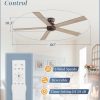 60 Inch Low Profile Ceiling Fan no Lights, Brown Farmhouse Ceiling Fan without Light, 6-Speeds, Quiet Reversible DC Motor, Indoor/Outdoor Ceiling Fans for Patio, Living Room, Bedroom