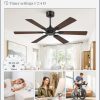 52 Inch Ceiling Fans No Light with Remote, Modern Ceiling Fan Without Light, Dual Finish 6 Blades, Reversible Quiet DC Motor, 6 Speed, Large Ceiling Fan for Indoor or Covered Outdoor, Black