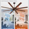 72 Inch Ceiling Fans No Light with Remote, Walnut Indoor/Outdoor Ceiling Fan Without Light with Quiet Reversible DC Motor, 6 Speeds, 8 Blades Large Ceiling Fan for Living Room Bedroom Patio