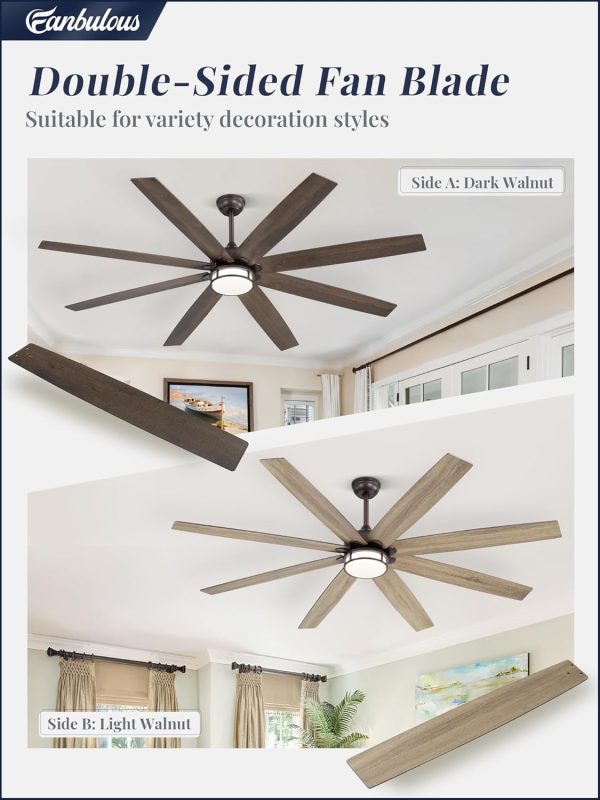 72 Inch Ceiling Fans with Lights, Large Farmhouse Ceiling Fans with Remote, Oil Bronze Ceiling Fan Fixtures with Bright LED Light for Living Room, Bedroom, Kitchen