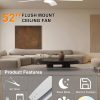 Ceiling Fans with Lights, Low Profile Ceiling Fan with Light and Remote/APP Control, Modern Flush Mount Ceiling Fan for Indoor Bedroom Living Room, Dimmable, Qiuet DC Motor, White