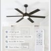 58 Inch Ceiling Fans with Lights and Remote, Black Indoor/Outdoor Ceiling Fan with Quiet Reversible DC Motor, 6 Speeds, 3CCT, 6 Blades Large Ceiling Fan for Living Room Bedroom Patio