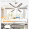 52 Inch Ceiling Fans with Lights, Indoor/Outdoor Modern Ceiling Fan with Reversible Blade And 2 Rods, Quiet DC Motor, 3CCT & 6-Speed Remote Control, Dual Finish Blade for Living Room/Bedroom