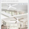 48 Inch Ceiling Fans with Lights and Remote,Outdoor Indoor Modern Flush Mount Ceiling Fan with 3CCT 6-Speed Quiet DC Motor,Black Small Low Profile Ceiling Fan for Bedroom Living Room Office(White)