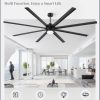 100 Inch Large Ceiling Fans with Lights and Remote,Outdoor Industrial Ceiling Fan with 8 Aluminum Blades DC Motor and 6-Speed,Black Big Assed Ceiling Fan for Shop Porch Garage Living Room