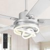 Modern Ceiling Fans with Lights,Silver Chandelier Fan with 6-Speed Dimmable LED and Quiet Reversible DC Motor,Rustic Fandelier Ceiling Fan with 5 Dual Finish Blades for Bedroom Living Room
