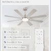 62 Inch Ceiling Fans with Lights,Nickel Modern Ceiling Fan with Remote Large Farmhouse Indoor & Outdoor Ceiling Fan with 8 Dual Finish Blades, Quiet DC Motor, Bright LED Light