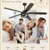 Farmhouse Ceiling Fans with Lights and Remote, 60 Inch Industrial Black Caged Ceiling Fans for Living Room Bedroom Kitchen, 6 Speed Reversible Quiet DC Motor, Dual Finish 5 Blades