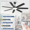 62 Inch Large Ceiling Fans with Lights and Remote, Black Modern Ceiling Fan with 3CCT LED Light, Quiet DC Motor,Indoor/Outdoor Ceiling Fan with 7 Dual Finish Blades for Living Room, Patio