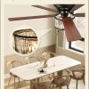 56 Inch Farmhouse Chandelier Ceiling Fan with Remote Control, Black Indoor Crystal Ceiling Fan with 6-Speeds, Quiet Reversible DC Motor, Flush Mount Ceiling Fans with Lights for Bedroom, Living Room