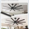 65 Inch Large Ceiling Fan Without Light, Modern Indoor/Outdoor Ceiling Fans No Light with Remote,6-Speed Reversible Quiet DC Motor, 10 Blade for Bedroom,Living Room,Patio,Garage(Black)
