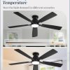 52 inch Ceiling Fans with Lights, Smart Flush Mount Ceiling Fan and Remote APP, Modern Low Profile, 3CCT 20W LED with 6-Speeds Quiet Reversible Motor for Bedroom, Living Room, Kitchen, Black