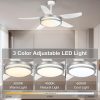 Fandelier Ceiling Fan with Light - Modern Ceiling Light Fixture with Fan and Remote, 3 Colors LED Ceiling Fan for Outdoor Patio Kitchen, Brushed Nickel & White