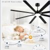 84 Inch Ceiling Fans with Lights, Black Modern Ceiling Fan with Remote,Large Farmhouse Indoor & Outdoor Ceiling Fan with 8 Dual Finish Blades, Quiet DC Motor, Bright LED Light
